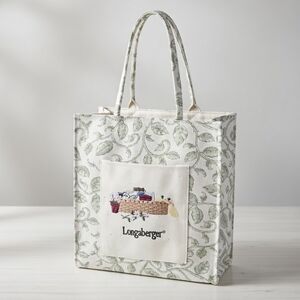 Longaberger Leafy Green and Cream Canvas Lunch Tote